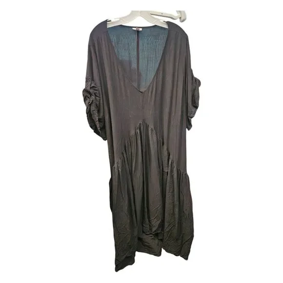 Avenue Black Maxi Dress Womens Size 4X Plus Size Short Sleeve - Picture 4 of 10